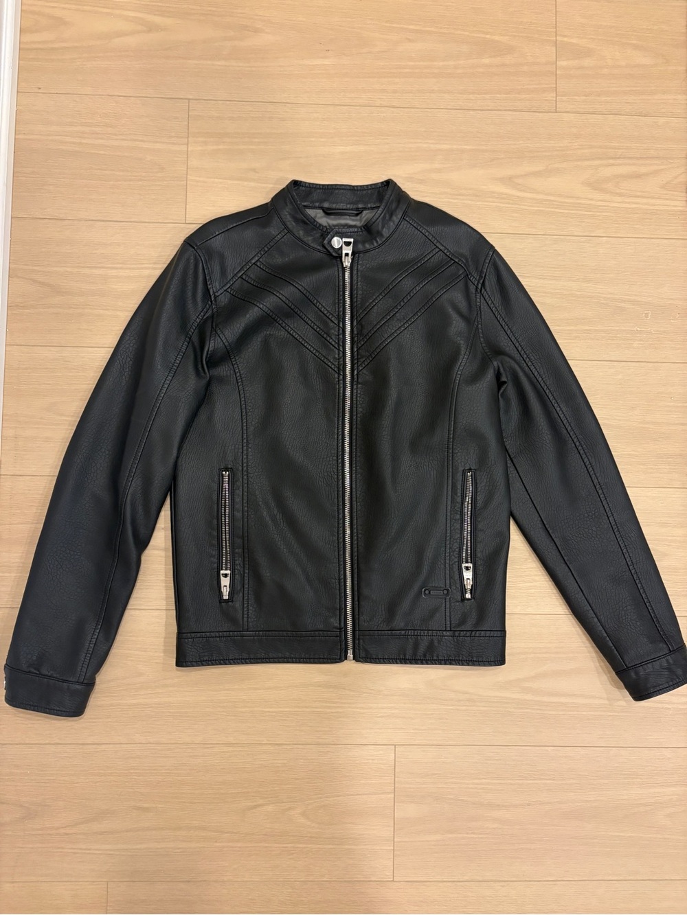 Guess Faux-Leather Biker Jacket Black